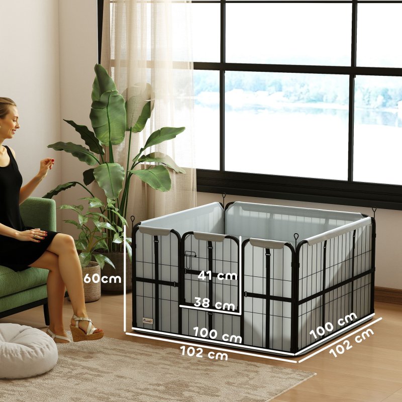 PawHut Whelping Box for Dogs and Puppies, 4 Panel Whelping Pen with Washable Whelping Pad, Wind-Resistant Cloth, Lockable Door, Dog Playpen for Indoor, Outdoor, for Small and Medium Breeds