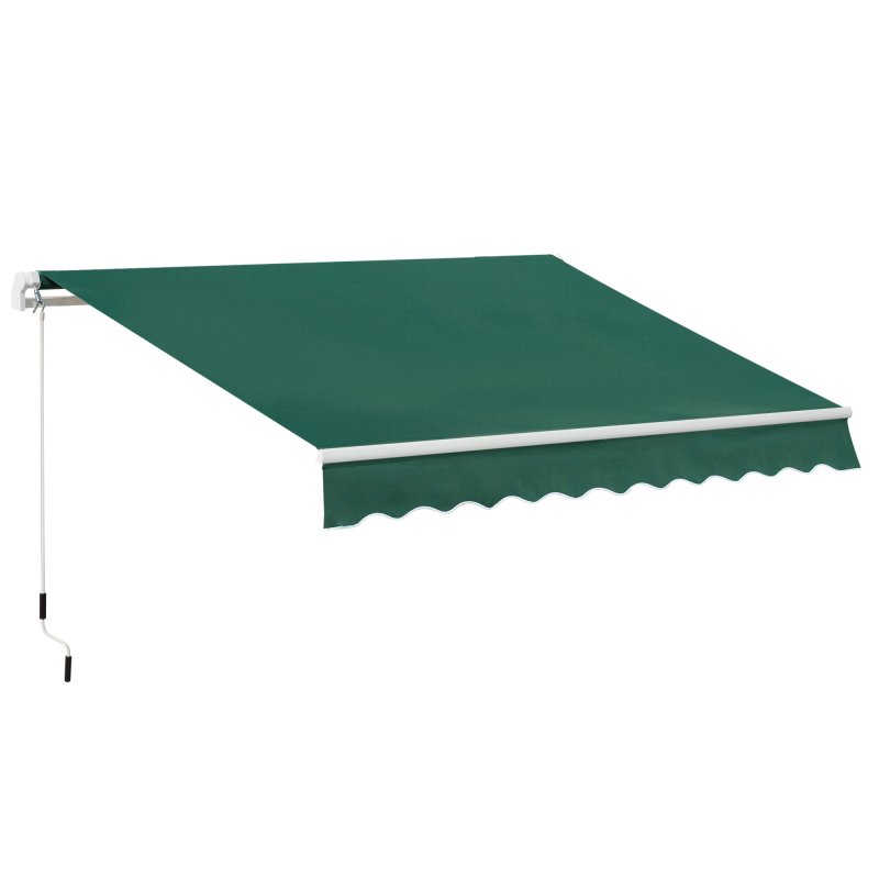 Outsunny 3 x 2m Manual Window Awning Canopy Garden Outdoor Shelter Patio Sun Shade UV Blocker Light Weight Aluminium Frame w/ Hand Crank Green