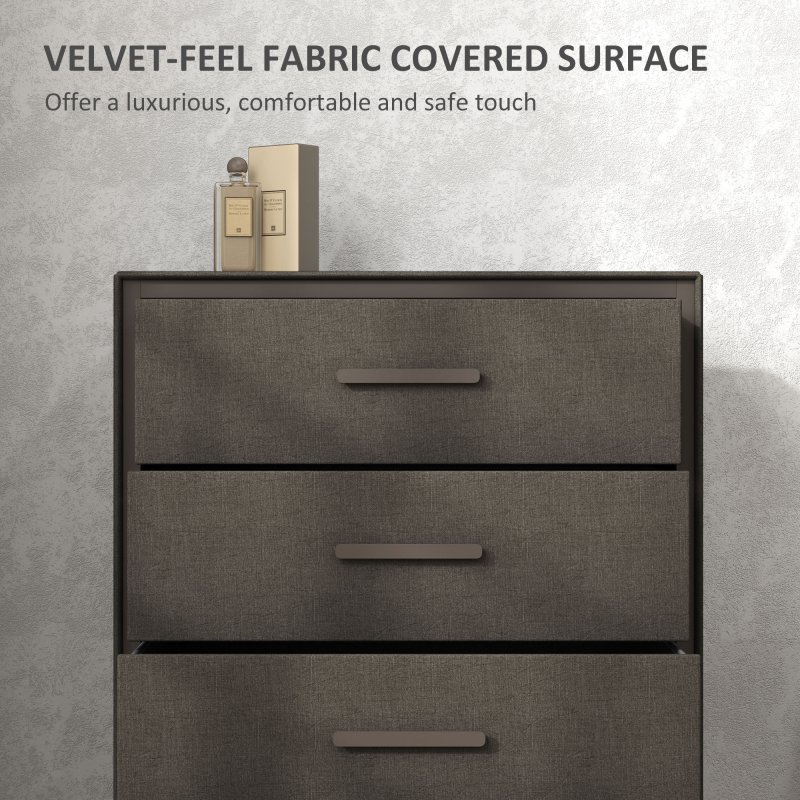 HOMCOM Chest of Drawers, 4 Drawer Fabric Dresser with Steel Frame for Bedroom, Living Room, Easy to Assemble, Brown