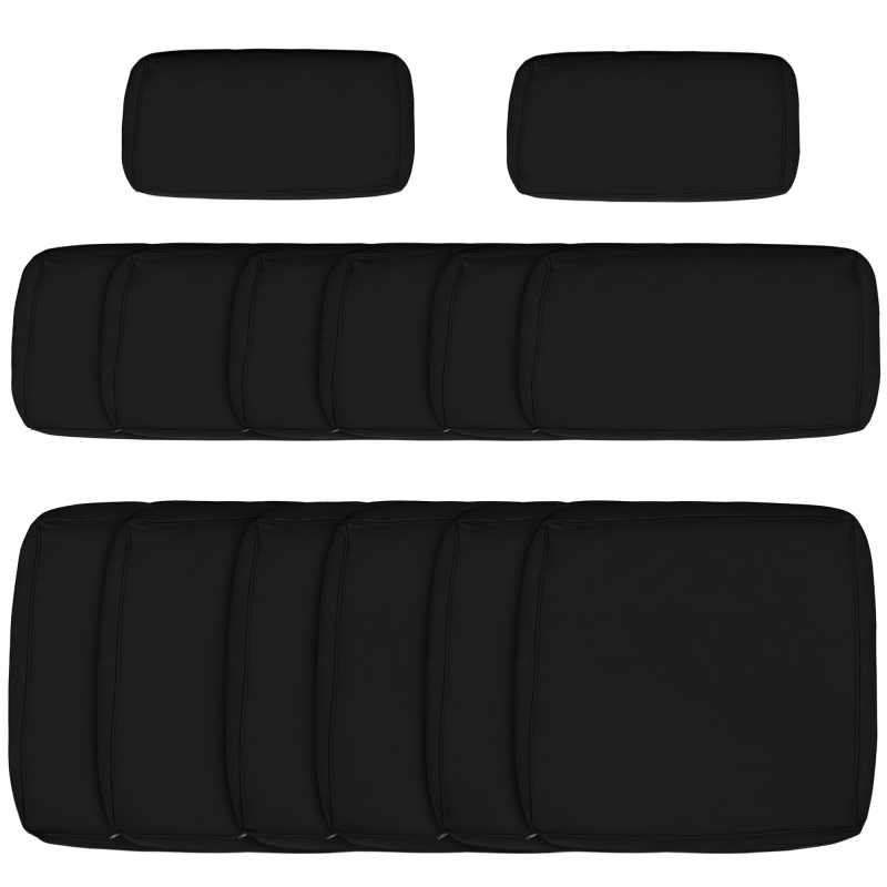 Outsunny Replacement Cushion Covers for Garden Sofa Set, Garden Rattan Sofa Cushion Polyester Cover Replacement Outdoor - No Cushion Included, Black