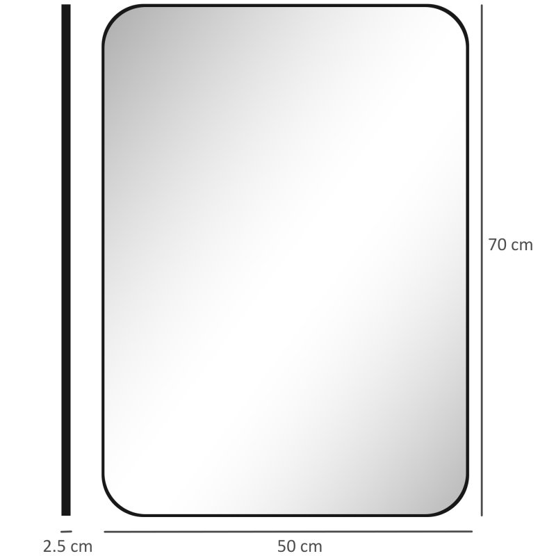 HOMCOM Rectangle Bathroom Mirror, 50 x 70cm Metal Framed Wall Mirror, Decorative Mirror for Bedroom, Living Room, Entryway, Black