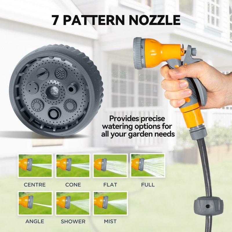 Outsunny Retractable Hose Reel Wall Mounted, 30+2m Garden Hose Pipe Reel with Lock, Auto Rewind, 7 in 1 Spray Nozzle, Includes Wall Fixings, 180?? Swivel, Outdoor Watering, Orange