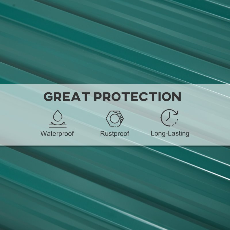 Outsunny Corrugated Roofing Sheets, Pack of 12, Galvanised Metal Roofing Sheets for Greenhouse, Garage, Storage Shed, Carport, 129 x 45cm, Green