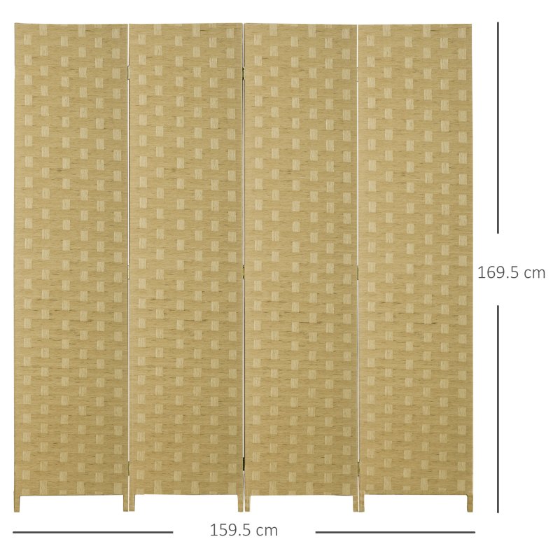 HOMCOM 4-Panel Room Dividers, Wave Fibre Freestanding Folding Privacy Screen Panels, Partition Wall Divider for Indoor Bedroom Office, 170?cm, Brown