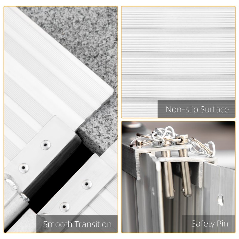 HOMCOM Folding Aluminum Wheelchair Ramp Portable Assist Suitcase Access Aid Disabled 6ft