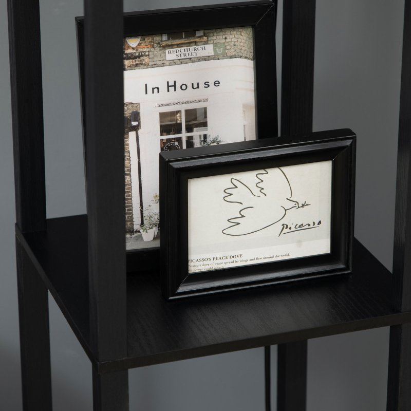 HOMCOM Modern Shelf Floor Lamp Light with Two Open Shelves Large Storage Display, for Living Room, 160cm, Bulb not Included, Black