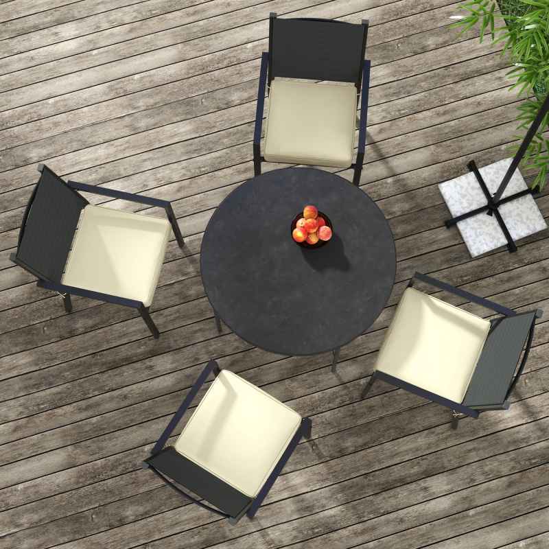 Outsunny Set of 4 Outdoor Seat Cushions with Ties, Water Repellent Seat Pads for Garden Patio Kitchen Office Chairs, Beige