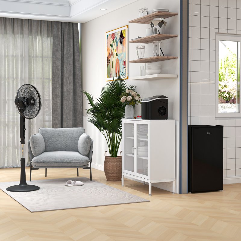 HOMCOM Quiet Pedestal Fan, 17.5 Inch Standing Fan with 28 Speeds, 3 Modes, 75 Degree Oscillation, 12-Hour Timer, Adjustable Height, Mosquito Repellent Function for Bedroom, Home Office, Black