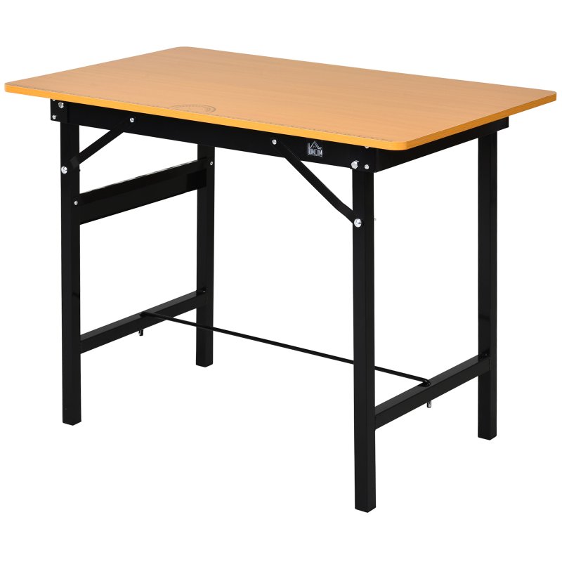 HOMCOM 100 cm Foldable Garage Work Bench, Craft Table MDF Workstation, Heavy-duty Steel Frame with Ruler, Protractor