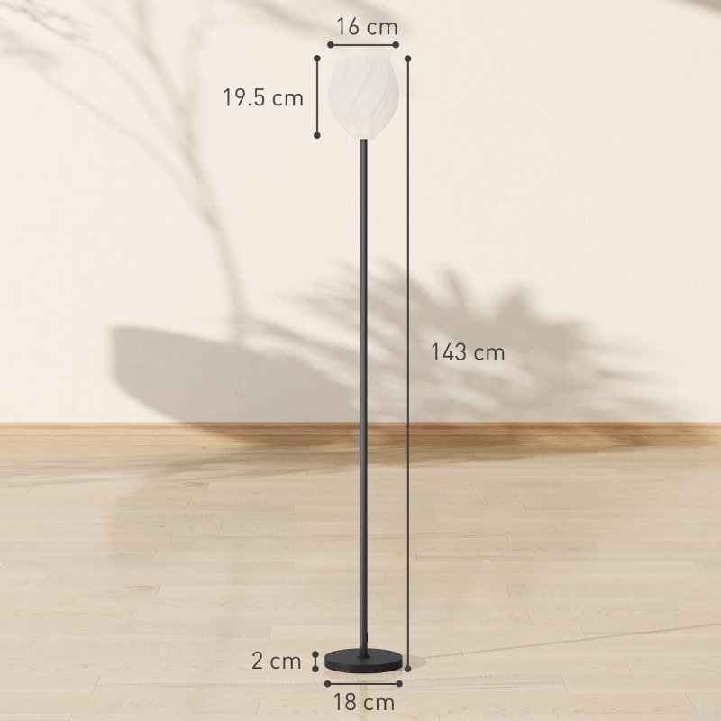 HOMCOM Flower Floor Lamp for Living Room, 3D Printed Modern Standing Lamp with Rose Shade & Foot Switch, Minimalist Tall Pole Lampshade for Bedroom, Office, E27 Holder without Bulb (25W Max), White