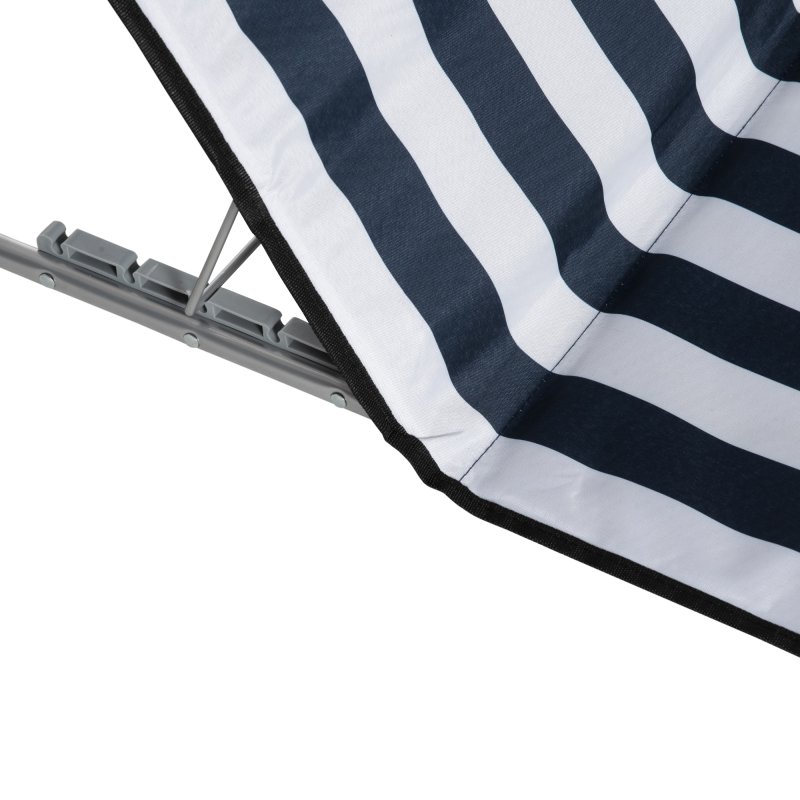 Outsunny Set of 2 Foldable Garden Beach Chair Mat Lightweight Outdoor Sun Lounger Seats Adjustable Back Metal Frame PE Fabric Head Pillow w/ Carry Bag, Blue