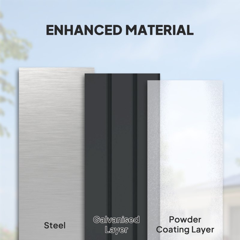 Outsunny 400L Garden Storage Box Waterproof Metal Outdoor Storage Box with Lockable Lid, Storage Container Furniture Deck Box, 124 x 66 x 72 cm, Dark Grey