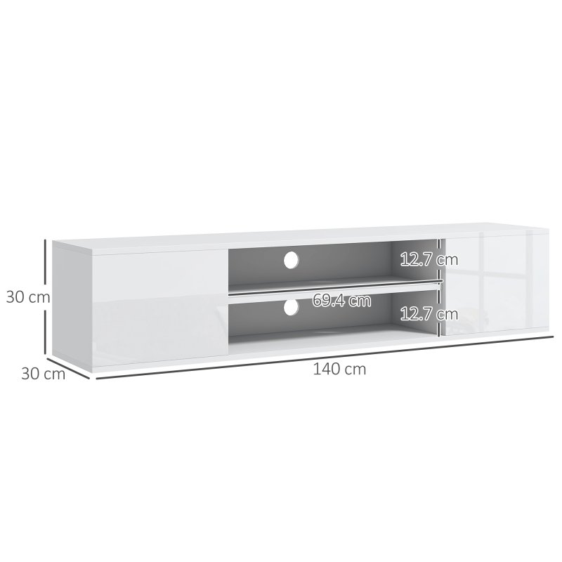 HOMCOM Floating TV Stand Cabinet for TVs up to 60", Wall Mounted TV Unit with Open Shelf, Storage Cupboards and Cable Management for Living Room