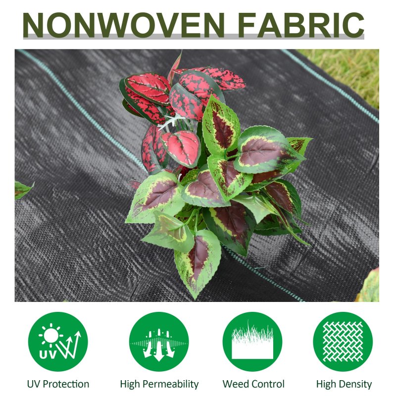 Outsunny 1m x 50m Weed Control Membrane, Heavy Duty Weed Control Barrier Fabric, 90gsm Ground Cover for Patios, Garden, Flower beds, Landscaping