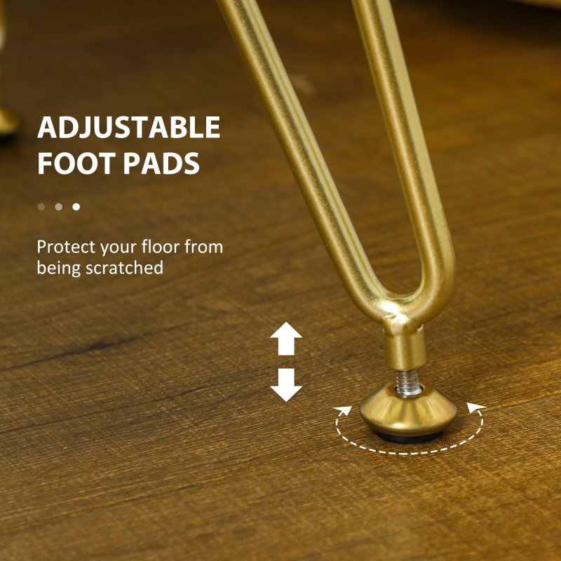 HOMCOM Square Foot Stool, Woven Footrest Ottoman with Metal Legs, Padded Makeup Vanity Stool, Velvet Dressing Table Seat for Bedroom