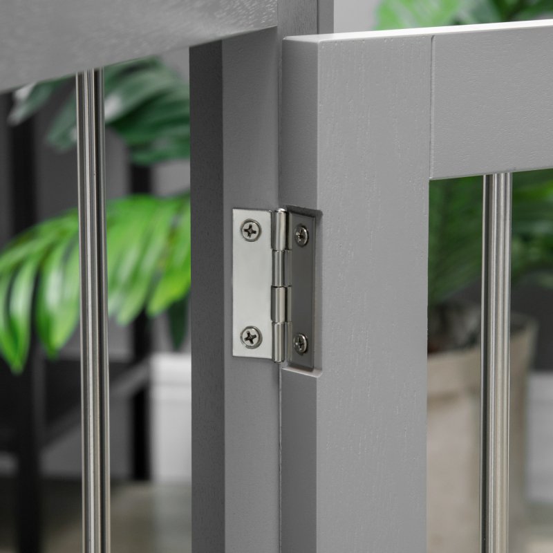 PawHut Dog Crate End Table with Three Doors, Furniture Style Dog Crate with Interchanged Side Door, for Medium Dogs, Indoor Use w/ Locks and Latches - Grey