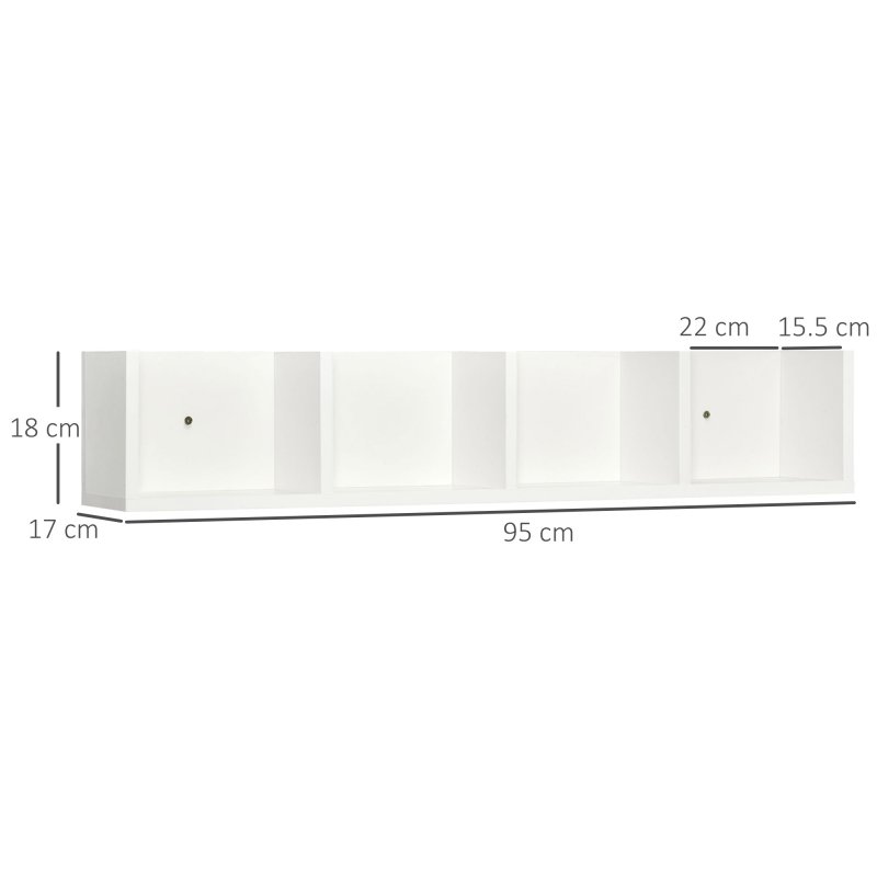 HOMCOM Wall Mount 84 CD / 56 DVD/Blu-ray/ Media Storage Rack 4 Cubes Wooden Shelf Organizer Unit Bookcase Display