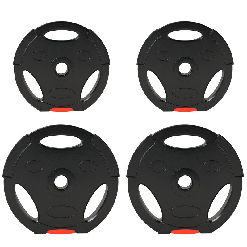SPORTNOW Olympic Weight Plates Set, Barbell Plates Disc with 1" Holes, for Home Gym, Weight Lifting Strength Training, 2 x 10kg, 2 x 5kg, Black