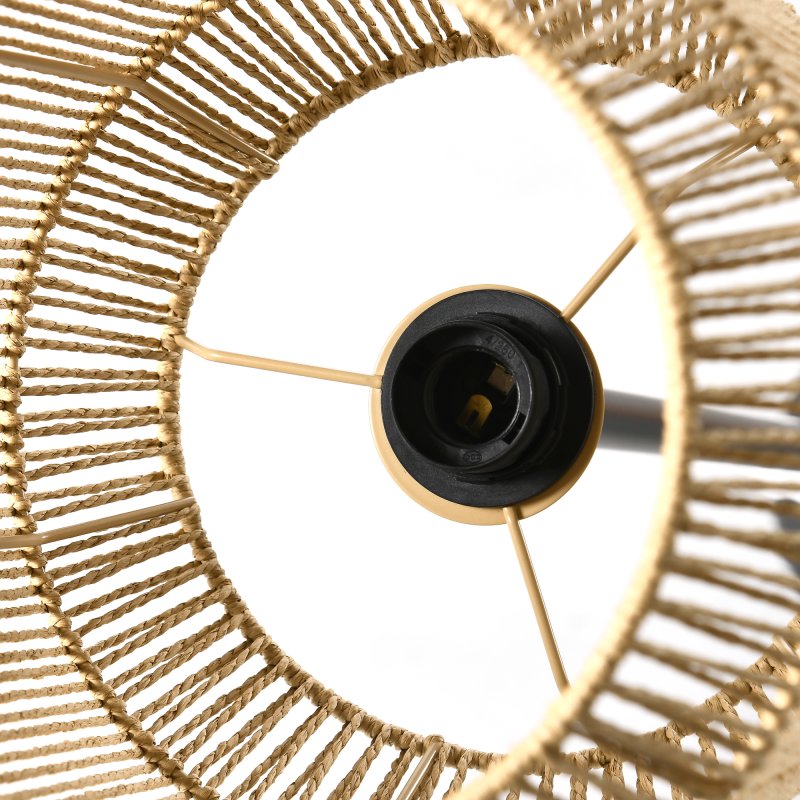 HOMCOM Farmhouse Wicker Floor Lamp, Standing Lamp with Hand Woven Rattan Lampshade, Lamps for Living Room, Bedroom, Bulb not Included, Natural