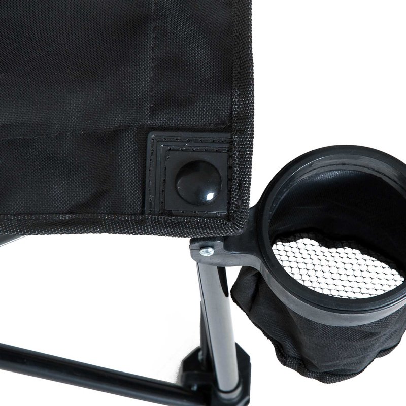 Outsunny 6 Seater Folding Bench, Outdoor Camping Chair Portable Sports Spectator Chair with Metal Frame, Cup Holder & Carry Bag, Black