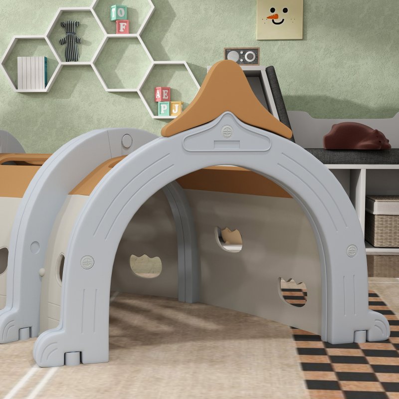 AIYAPLAY Play Tunnel, Kids Tunnel for Crawl and Climb, Monkey Design Kids Play Tunnel, Indoor, Outdoor Baby Tunnel for Ages 3-6 Years, Brown