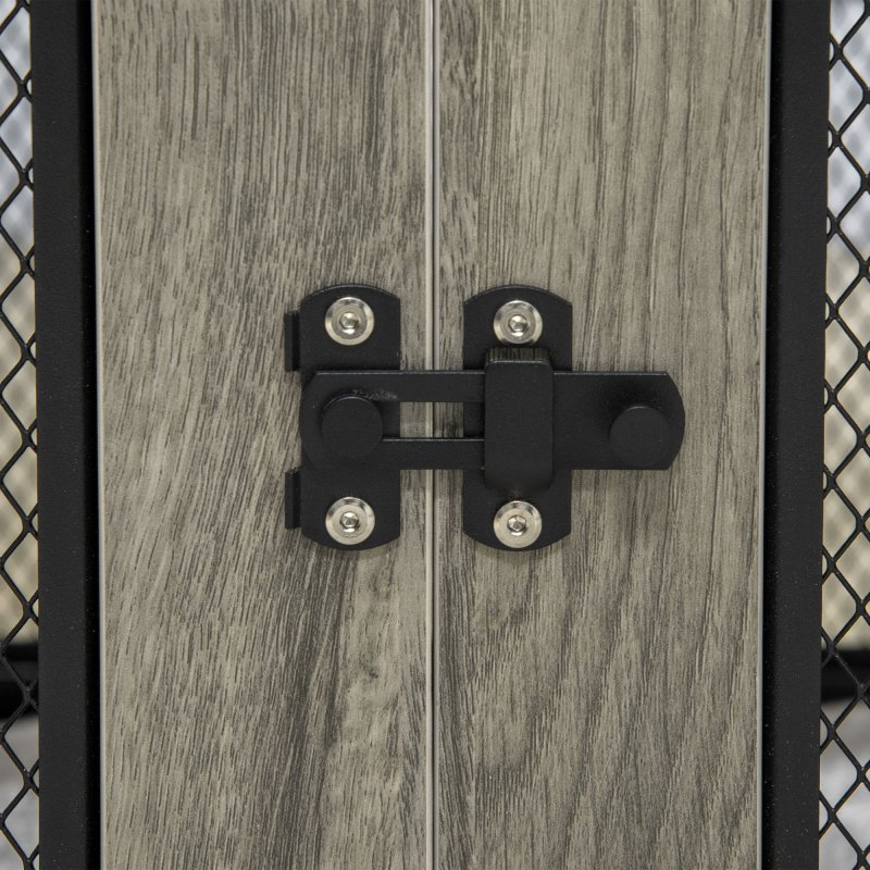 PawHut Dog Crate Furniture End Table w/ Soft Washable Cushion, Two Doors, Indoor Pet Kennel for Small Medium Large Dogs w/ Wire Mesh, Grey