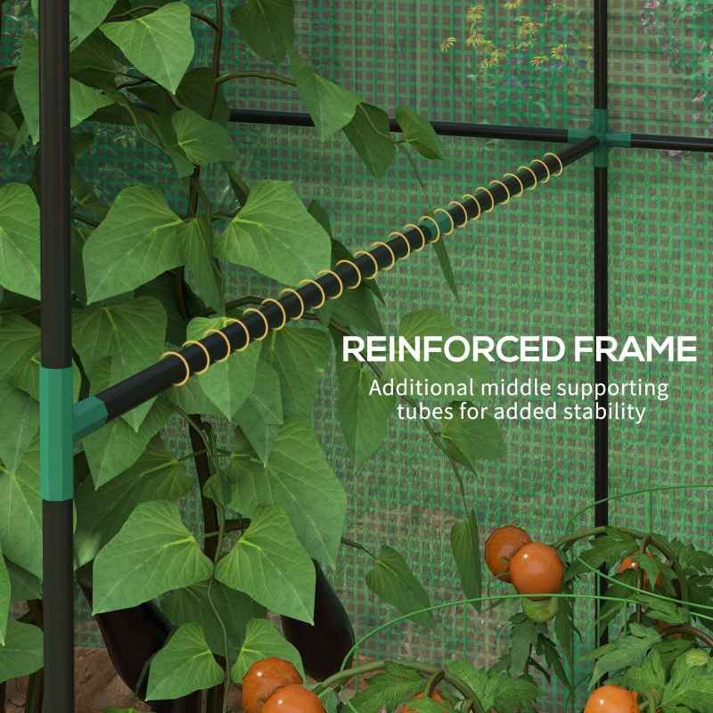 Outsunny Walk-in Greenhouse, Outdoor Tomato Greenhouse, Green House for Garden, Grow House with Roll-up Door and Mesh Windows, PE Cover, 200 x 140 x 200cm, Green