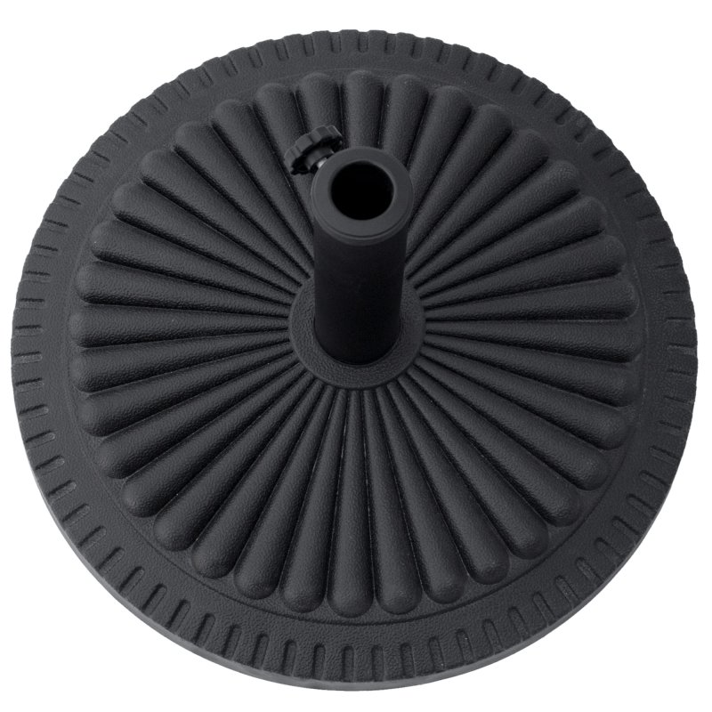 Outsunny 14kg Round Cement Parasol Base Umbrella Weight Stand Holder Fits 35mm, 38mm, 48mm Pole for Patio Outdoor Garden - Black