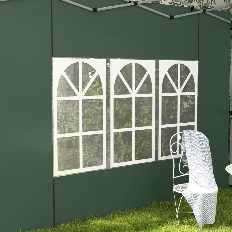 Outsunny Gazebo Side Panels with Window for 3x3(m) or 3x4m Pop Up Gazebo, 2 Pack Sides Replacement, Green