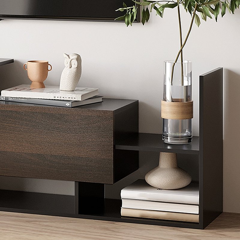 HOMCOM Modern TV Cabinet with Wall Shelf, TV Unit with Storage Shelf and Cabinet, for Wall-Mounted 65" TVs or Standing 40" TVs