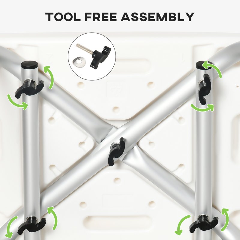 HOMCOM Shower Chair for the Elderly and Disabled, 6-Level Height Adjustable Shower Stool with Backrest, Curved Seat, Anti-slip Foot Pads and Shower Head Holder