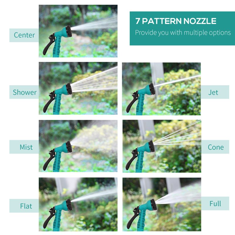 DURHAND 10m Garden Hose Reel Wall Mounted Auto Rewind with 7 Patterns Spray Nozzle, Includes Wall Fixings