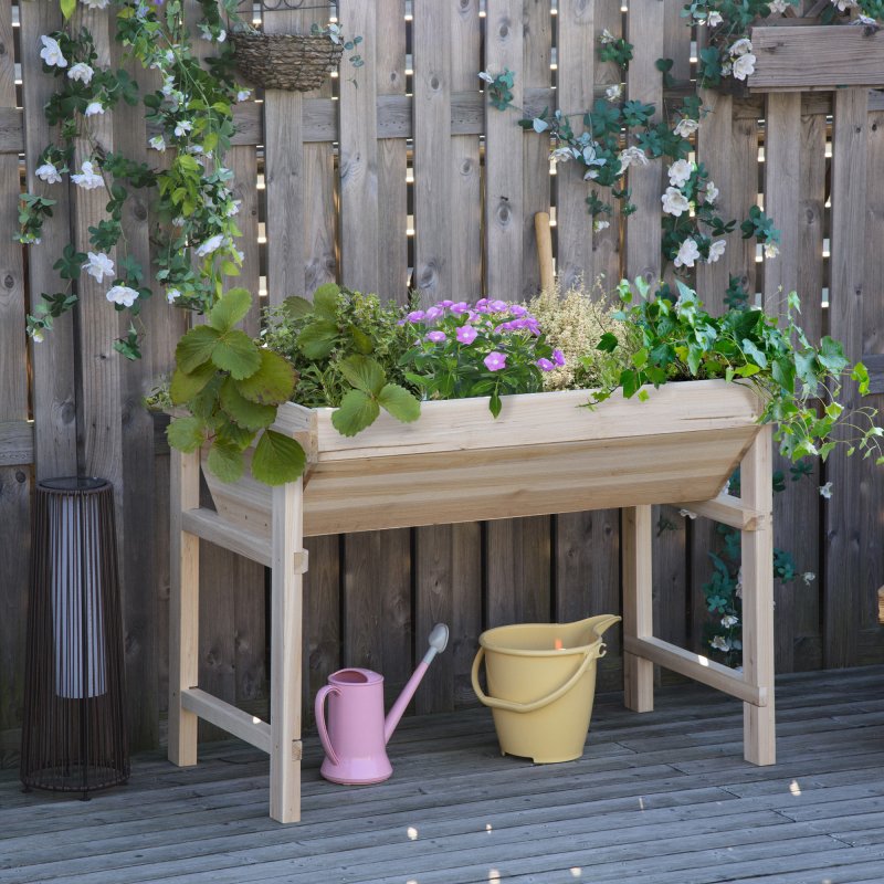 Outsunny Raised Garden Bed, Wooden Elevated Planter Box for Backyard, Patio to Grow Vegetables, Herbs, and Flowers, 108.5cmx60cmx80cm