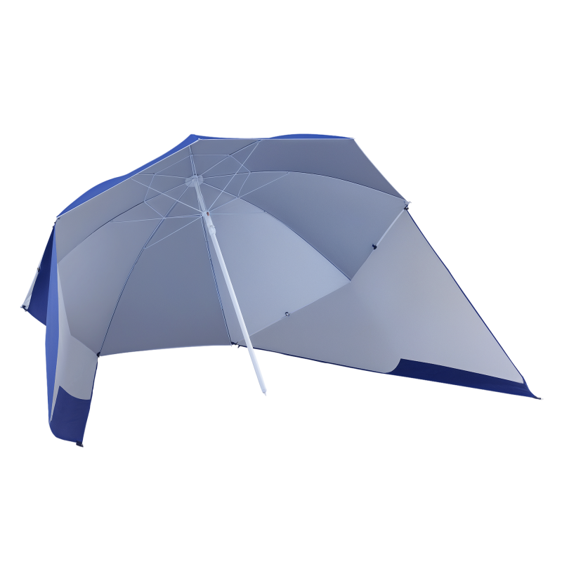 Outsunny 2m UV Protection Fishing Beach Umbrella Brolly Shelter w/ Side Panel Tent Blue