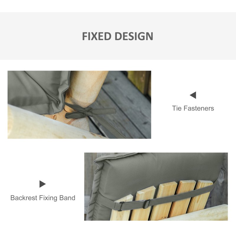 Outsunny Set of 2 Garden Chair Cushion Seat, 120L x 50W x 9D cm High Back Dining Chair Padded Patio Chair with Pillow for Indoor and Outdoor Use, Dark Grey