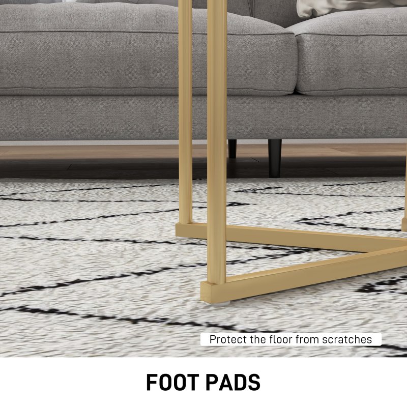 HOMCOM Nesting Coffee Table Set of 2, Modern Nest of Tables, Round Sofa Side Tables with Metal Frame for Living Room, Bedroom, Small Space, Gold Tone