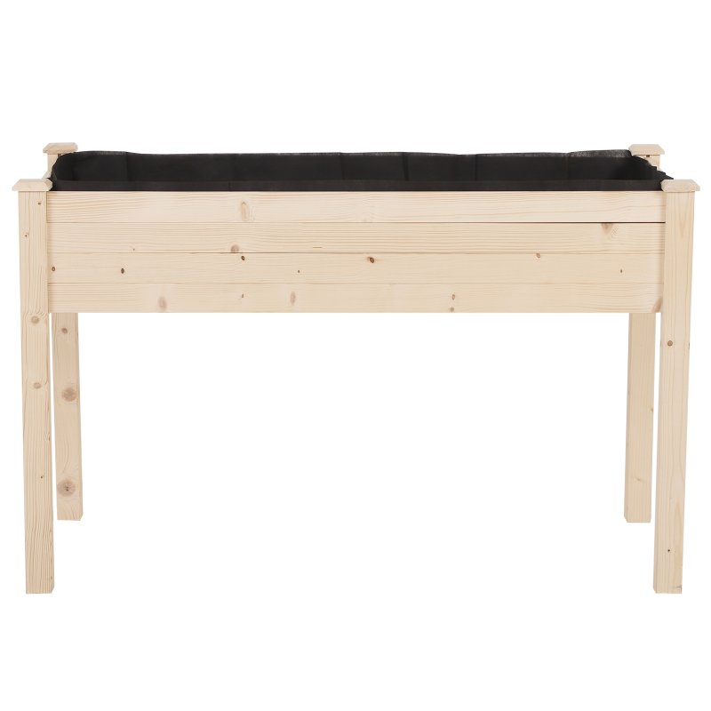 Outsunny Raised Bed for Garden, Wooden Elevated Planter Box with Bed Liner, for Flower Vegetable Herb, 122.5L x 56.5W x 76Hcm