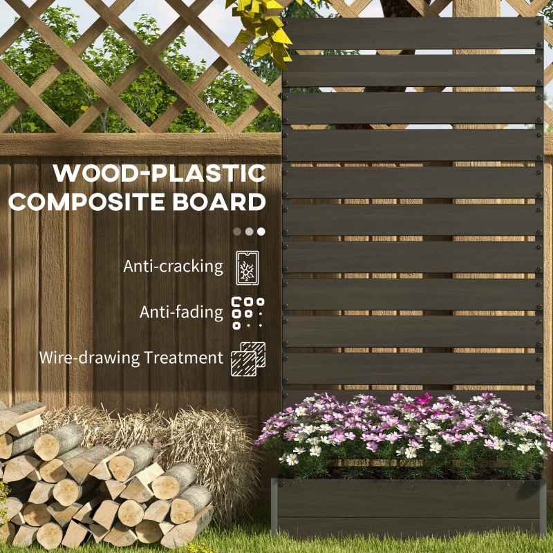 Outsunny Garden Planter with Trellis for Climbing Plants, Vines, Flowers, Freestanding Raised Bed for Garden, Outdoor, Patio, Planter Box with Drainage Gap, Black