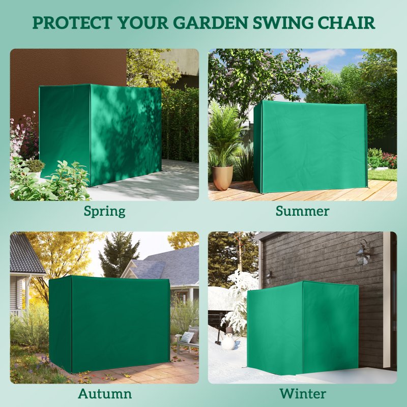 Outsunny 3 Seater Garden Swing Cover, Waterproof Swing Chair Cover, Windproof and Anti-UV 420D Outdoor Swing Bench Cover with Zip, 220 x 125 x 172cm, Green