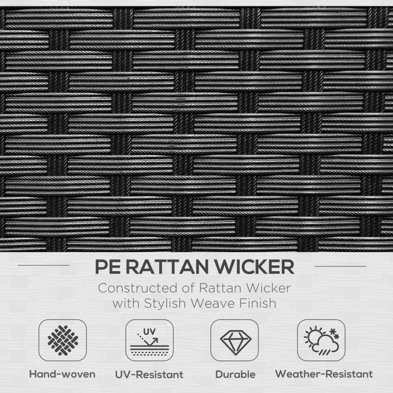 Outsunny 2 Seater Rattan Sofa with Cushions, Wicker Garden Loveseat with Armrests, Outdoor Garden Sofa Couch with Metal Frame for Patio, Black