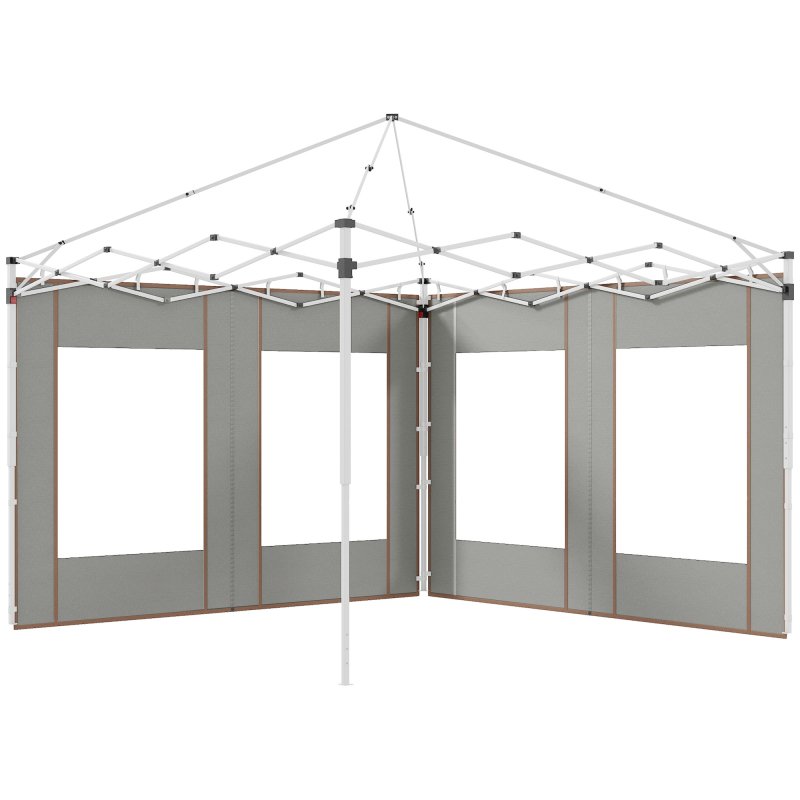 Outsunny Gazebo Side Panels with Zipped Doors and Windows, for 3x3(m) or 3x6m Pop Up Gazebo, 2 Pack Sides Replacement, Grey