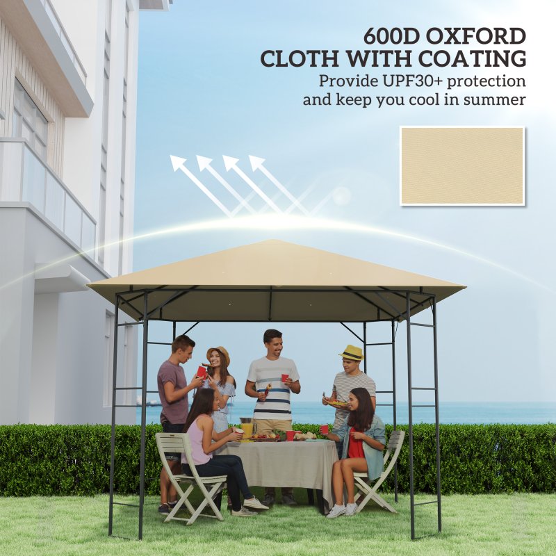 Outsunny 3 x 3(m) Gazebo Canopy Replacement Cover, Garden Gazebo Roof Replacement with Drain Holes, Water Resistant PVC Coating, 370g, UPF30+, TOP COVER ONLY