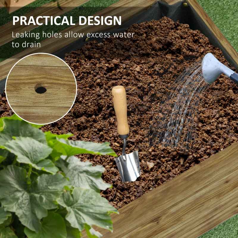 Outsunny Outdoor Wooden Planters with Trellis Free Standing Flower Raised Beds for Garden with 4 Wheels for Climbing Plants, 76 x 30 x 155cm, Natural