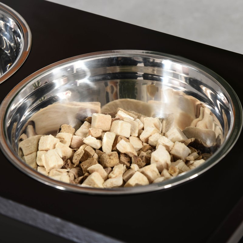 PawHut Raised Dog Bowl Feeding Bowls with Stand for Medium Dogs Elevated Pet Bowls Water Food Feeder 58L x 31W x 25H cm - Brown