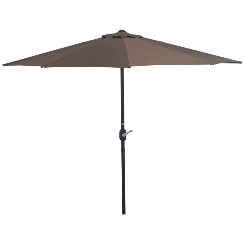Outsunny 2.7m Garden Half Parasol, Outdoor Balcony Umbrella with 5 Steel Ribs, Patio Sun Shade, Brown