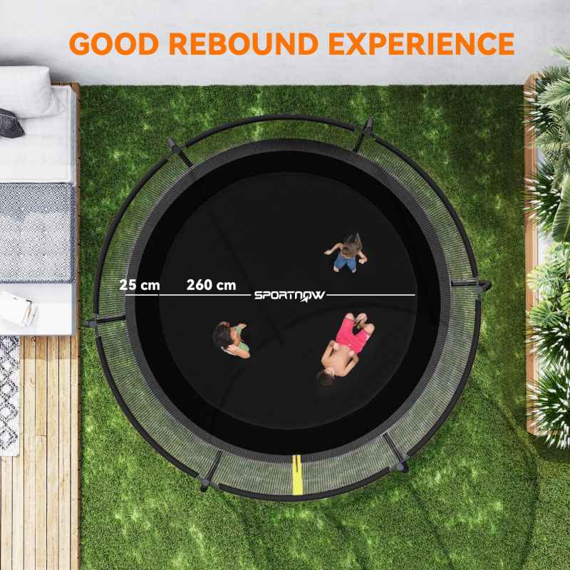 SPORTNOW 10ft Trampoline with Enclosure Net, Spring Cover, Outdoor Trampoline Garden Jumping Mat, Black