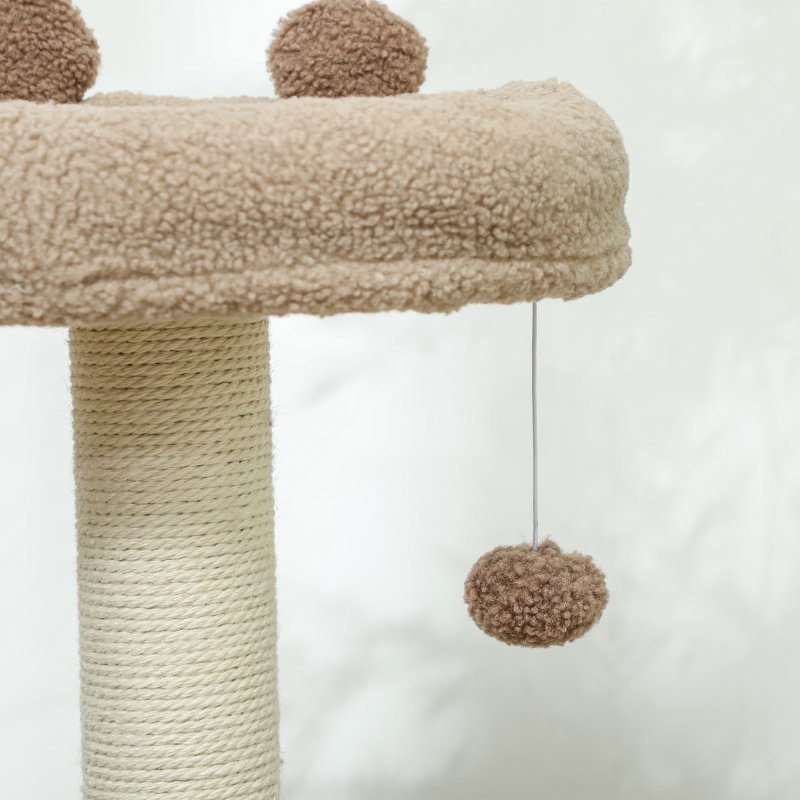 PawHut Cat Tree for Indoor Cats, 88cm Cat Tower with Sisal Scratching Post, Hanging Ball, Large Cat Perch, Stairs, Cat Activity Centre for Kitten, Brown