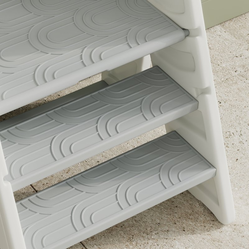 AIYAPLAY Kids Step Stool, Foldable Toddler Kitchen Stool, Adjustable Standing Tower with Handle, Non-Slip for Bathroom, Sink, Kitchen, Counter, Toilet Potty Training, Grey