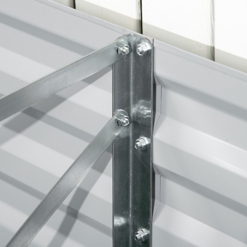 Outsunny Raised Beds for Garden, Galvanised Steel Outdoor Planters with Multi-reinforced Rods for Vegetables, Plants, Flowers and Herbs, 180 x 90 x 59 cm, Light Grey