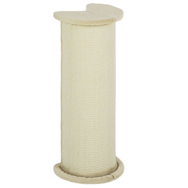 PawHut 85cm Tall Cat Scratching Post w/ Sisal Rope, Covered in Soft Plush, Anti-Tip for Indoor Corners, Cabinet Corners, Sofa Corners - Beige